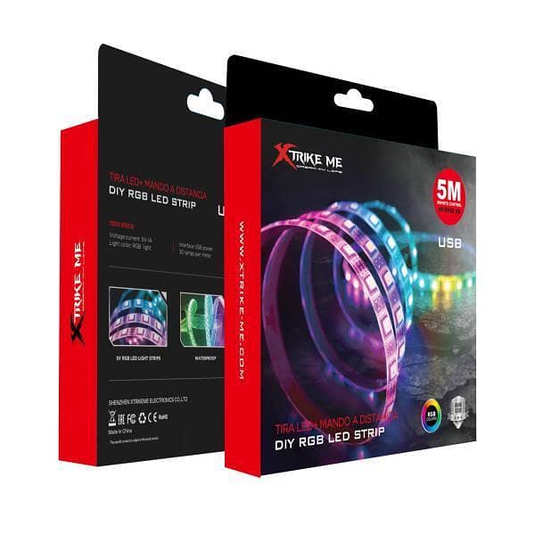 XTRIKE ME HT-5050-B5 RGB LED Strip Light with Bluetooth App Control – 5m USB Powered