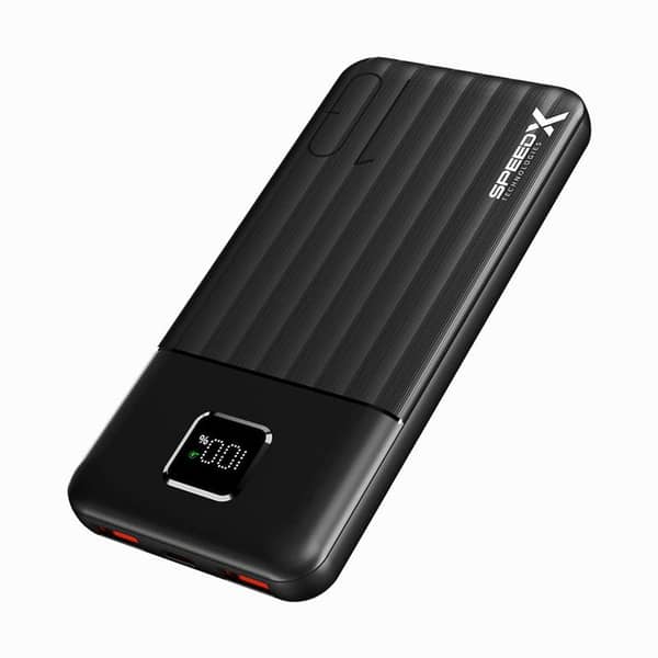 Speed-X 10000mAh Power Bank with 22.5W Fast Charging, LED Display, Dual USB Output, 3-in-1 Charging