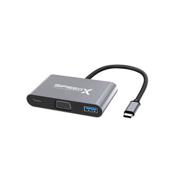 SPEEDX SP-TC01 Type C 3.1 to VGA Adapter with USB 3.0 OTG USB C Hub Multiport Converter for Laptop Display Charging