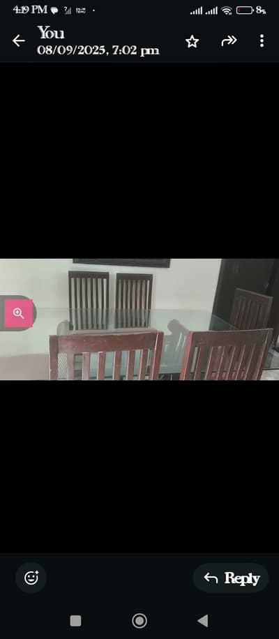 ining table with six chairs