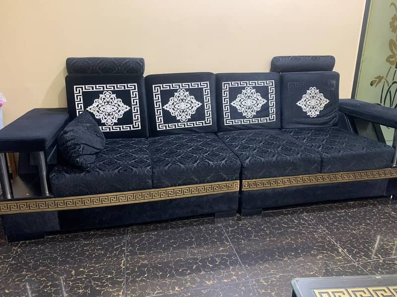 L shaped sofa with table 0