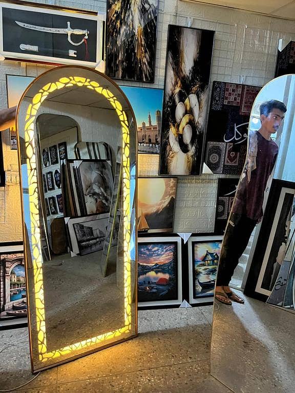 Premium 5ft Arched LED Floor Mirror (24" x 60") – Warm Decorative Full Length Standing Mirror