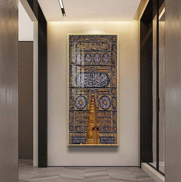 Handmade Gilaf-e-Kaaba Wall Frame, 24 x 48 Inches, Wooden Frame with Embroidery