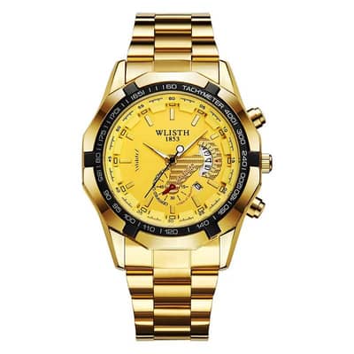 Gold chronograph Watch with calendar&dial