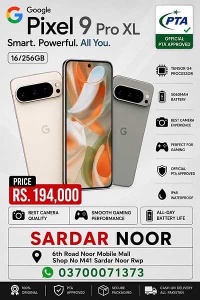 Google Pixel 9 Pro XL 16/256GB 10/10 Dual Sim PTA Official Approved