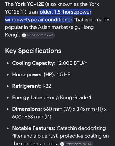 window 1 ton Ac YORK k