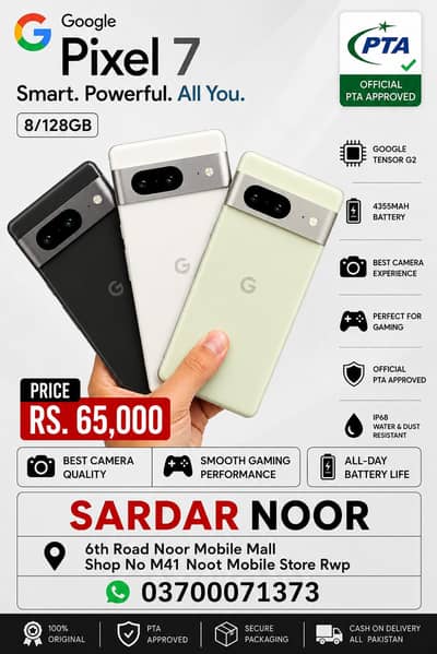 Google Pixel 7 8/128GB 10/10 Lush Condition PTA Official Approved