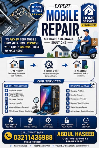 Mobile Repair Service at Home | Software & Hardware |Only in Lahore