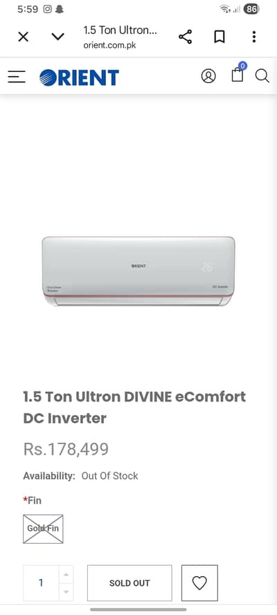 Orient ultron divine dc inverter 1.5 ton for sale