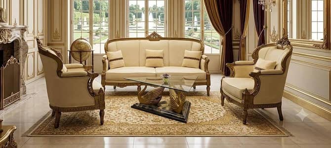 Royal Sofa Set with Swan Center Table