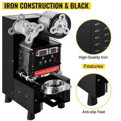Black Automatic Cup Sealer Machine 95mm Electric Cup Sealing Machine