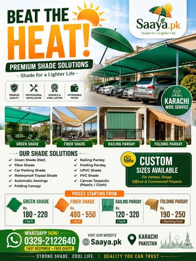Green Shade Net for Parking, Roof & Garden | Supply & Installation