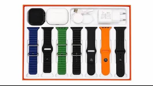 Premium T1000 Ultra Max Smart Watch with Earbuds Band 7+2 and Chargers