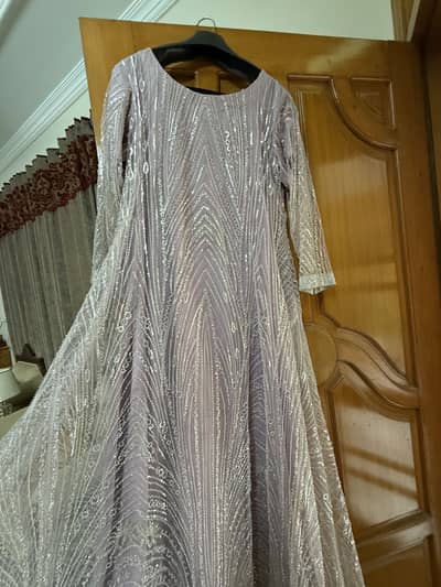 Elegant Handcrafted Net Maxi Dress with Dupatta – Party Wear