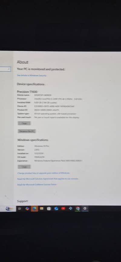 Dell computer in Windows 10 pro