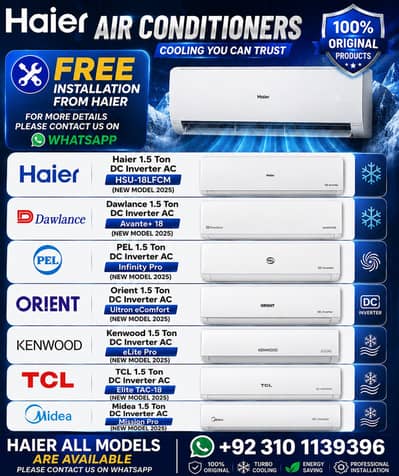 Haier DC Inverter AC 1 Ton & 1.5 Ton New Model 2025 | Free Installati
