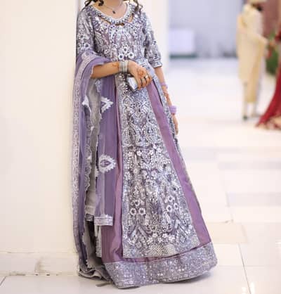 luxury lilac fancy maxi/bridal wear- heavy handwork- worn once