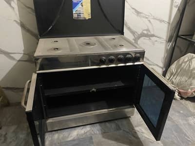 5 Burner Gas Cooking Range with Storage Cabinet & Glass Cover