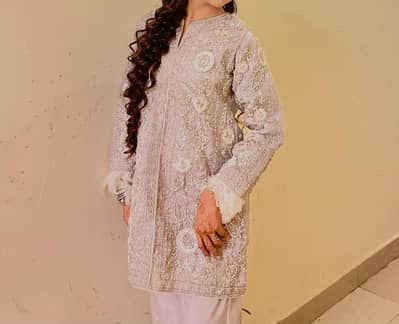 elegant luxury handwork in beautiful silver-grey coloured