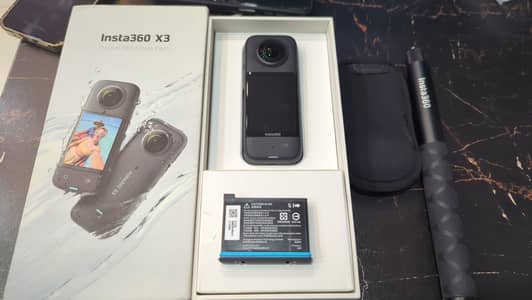 Insta 360 ×3 Camera like now with box & invisible stick 03249107656
