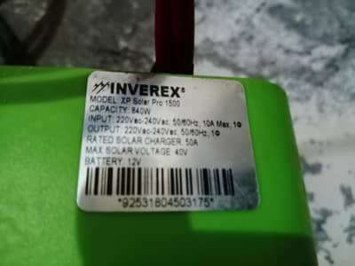 inverex sollar inverter 1500 pro 850w and 4 pannels 180w inverex brand