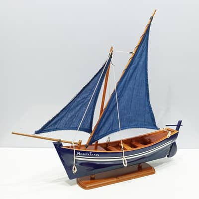Handcrafted Traditional Mauritian Pirogue Fishing Boat Wooden Model