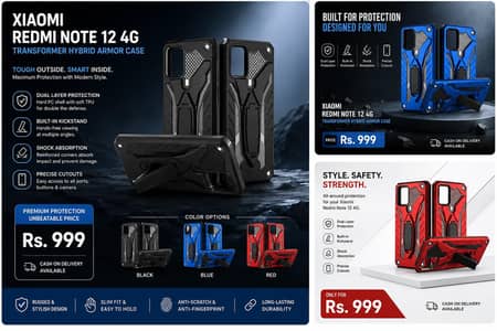 Note 12 4G Transformer Armor Case | Shockproof Cover | Kickstand RS999