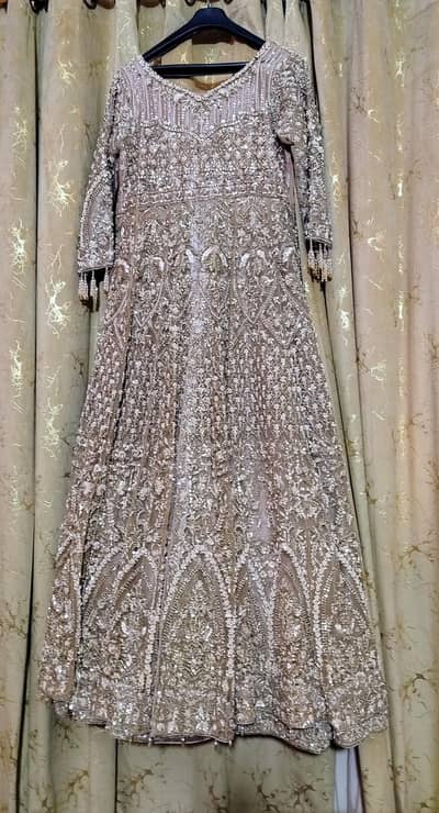 Bridal Embroidered Maxi For Walima With Matching Potli Bag. (Size XL)