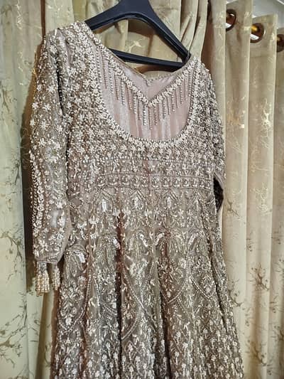 Bridal Embroidered Maxi For Walima With Matching Potli Bag. (Size XL)