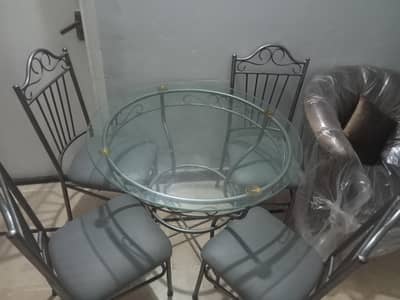 Iron glass dinning table with 4chairs