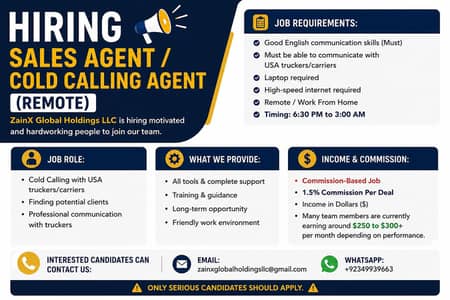 hiring Call Center Agents / Sales Agents for a remote