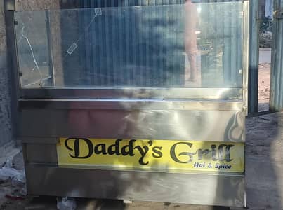 steel shawarma counter. with fryer