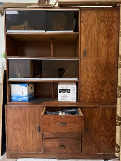 Solid Wood Display Cabinet / Showcase – Sliding Glass Doors