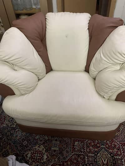 5 seater white leather sofa set