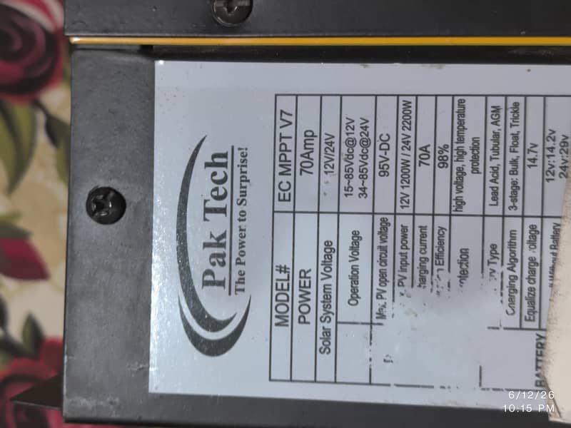 paktech solar charger controller 70A 3