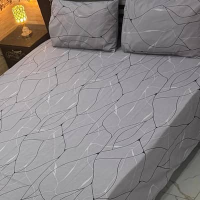 premium cotton bed sheet set grey abstract print double bed