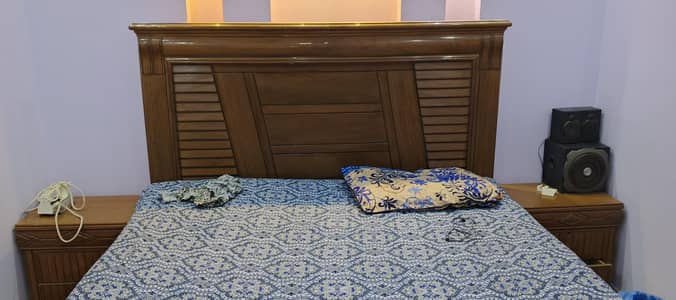 Wooden bed with 2 side tables A+ material . . .