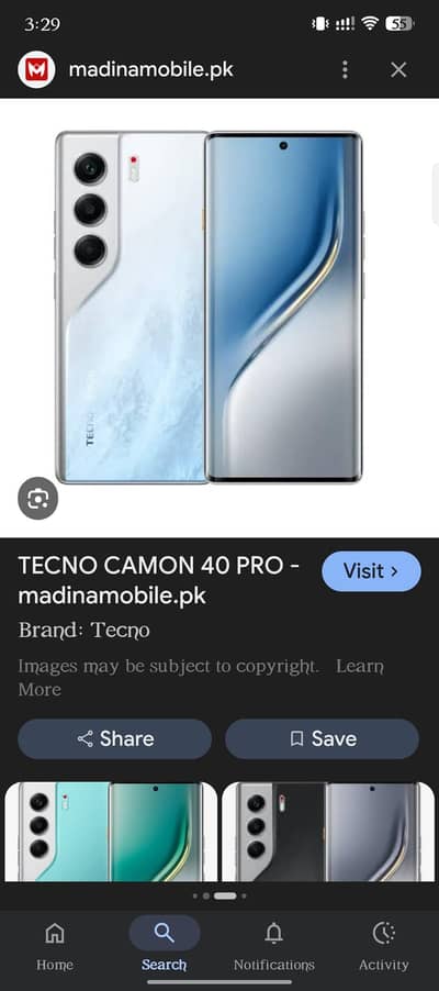 tecno camon 40 pro bilkul new condition ha all okay mobile ha 10by10