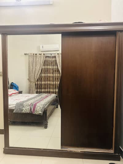 Complete bedroom set with bed 2 side table and wardrobe and dressing