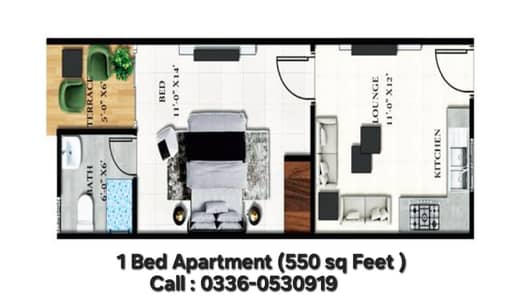 (550 Sq Feet) 1 Bed Apartment Available For Sale On 4.5 Years Easy Instalment Plan