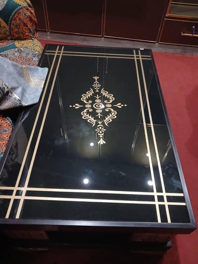 Modern Wooden Center Table with Glass Top