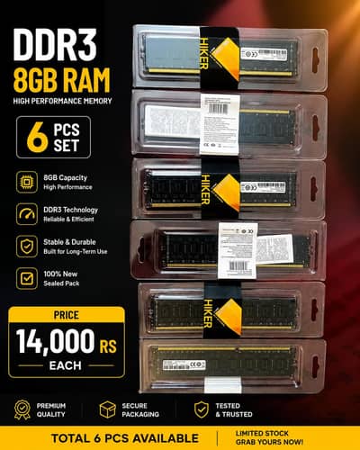 Brand New DDR3 8GB Desktop RAM – Rs. 14,000 Each