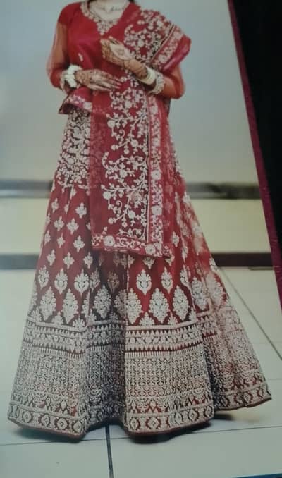 Semi Bridal stitched Mahroon Indian Maroori work lehnga