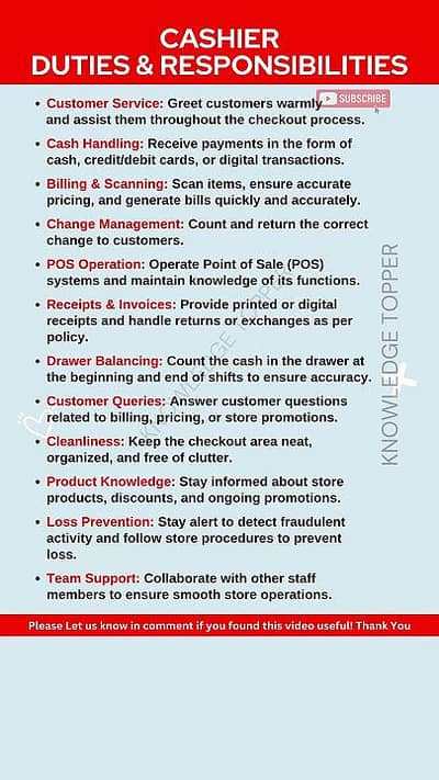 cashier  job