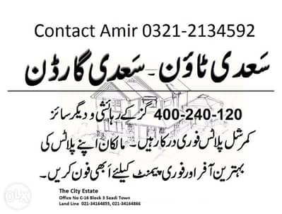 120, 240, 400 Sq Yd Plot For Sale Purchase in Saadi Town And Saadi Garden Scheme 33