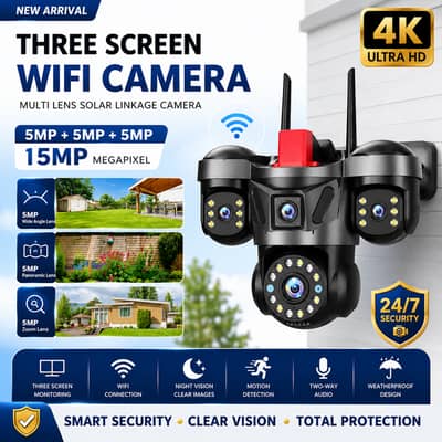 15MP PTZ IP Camera Security WiFi CCTV Camera THREE Lens Camera