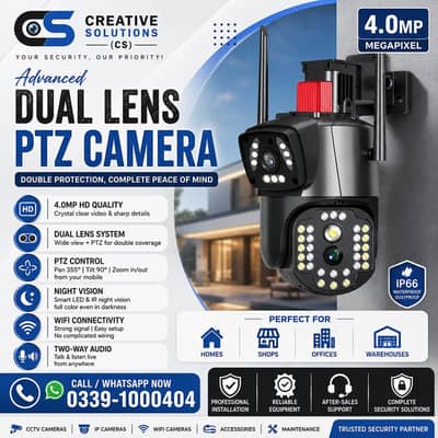 Wireless 4MP PTZ dual lens night color wifi Camera