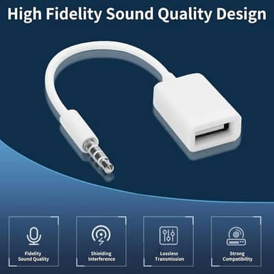 Audio Cable 3.5mm Male to USB Female, USB to 3.5mm Jack Audio