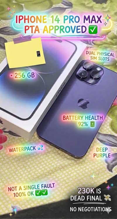 Apple iPhone 14 Pro MaxI 256gb Dual physical