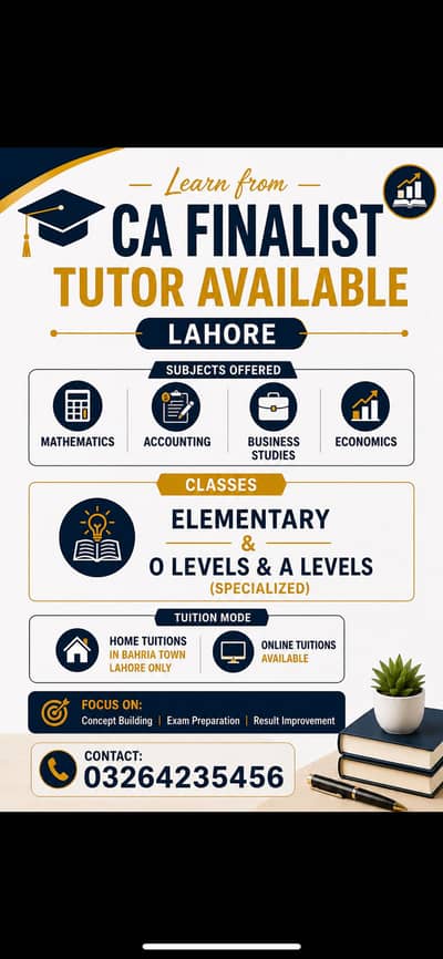 CA Finalist Tutor | O Levels & Elementary Specialist